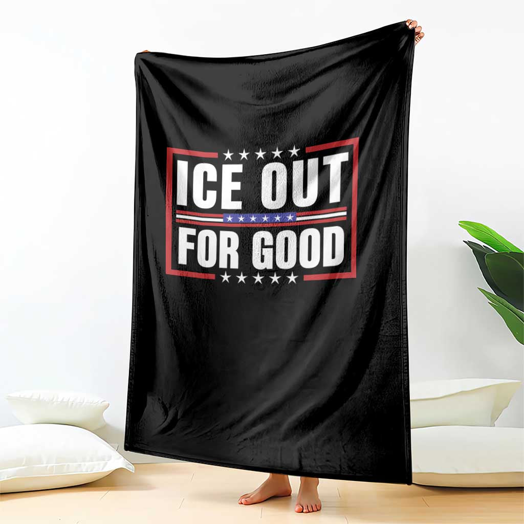 Ice Out For Good Patriotic Protest Throw Blanket Justice Resistance Red White and Blue