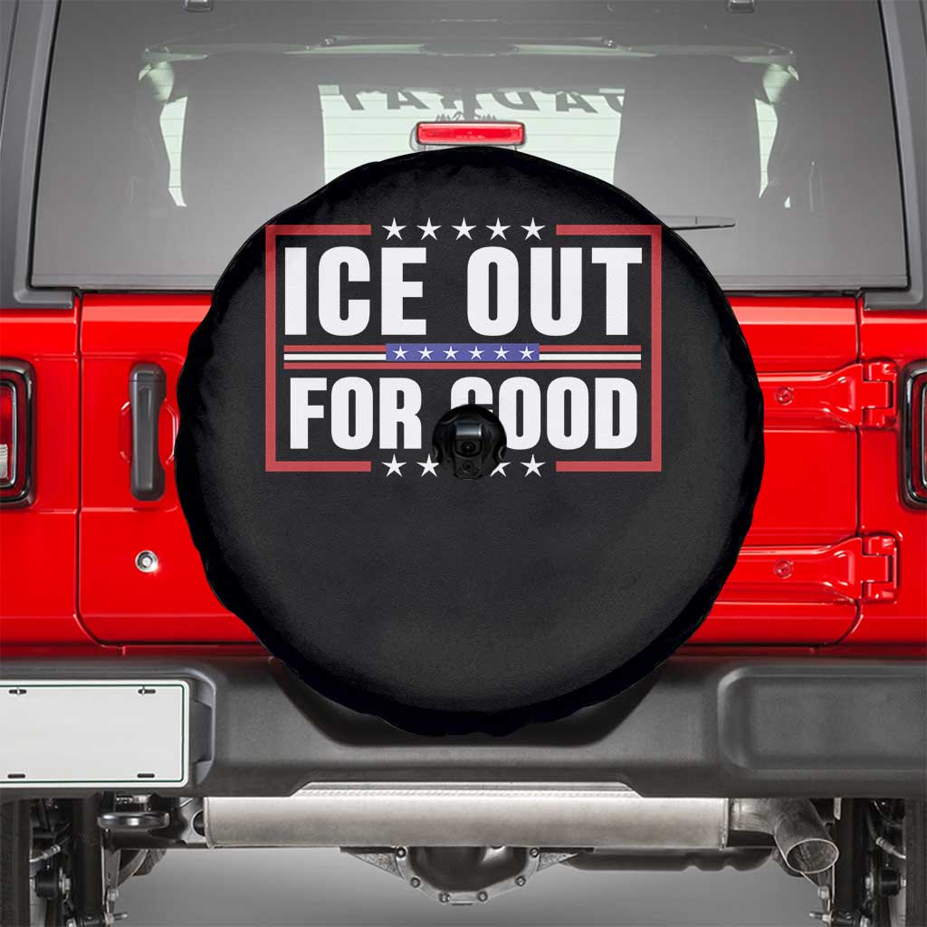 Ice Out For Good Patriotic Protest Spare Tire Cover Justice Resistance Red White and Blue