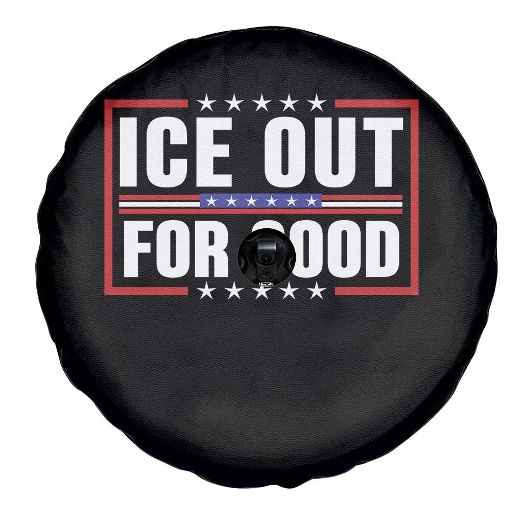 Ice Out For Good Patriotic Protest Spare Tire Cover Justice Resistance Red White and Blue