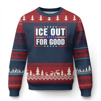 Ice Out For Good Patriotic Protest Ugly Christmas Sweater Justice Resistance Red White and Blue