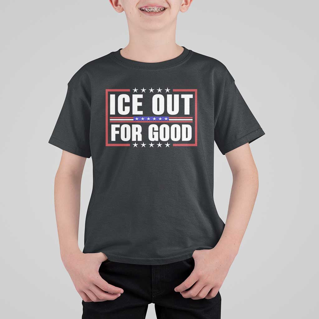 Ice Out For Good Patriotic Protest T Shirt For Kid Justice Resistance Red White and Blue