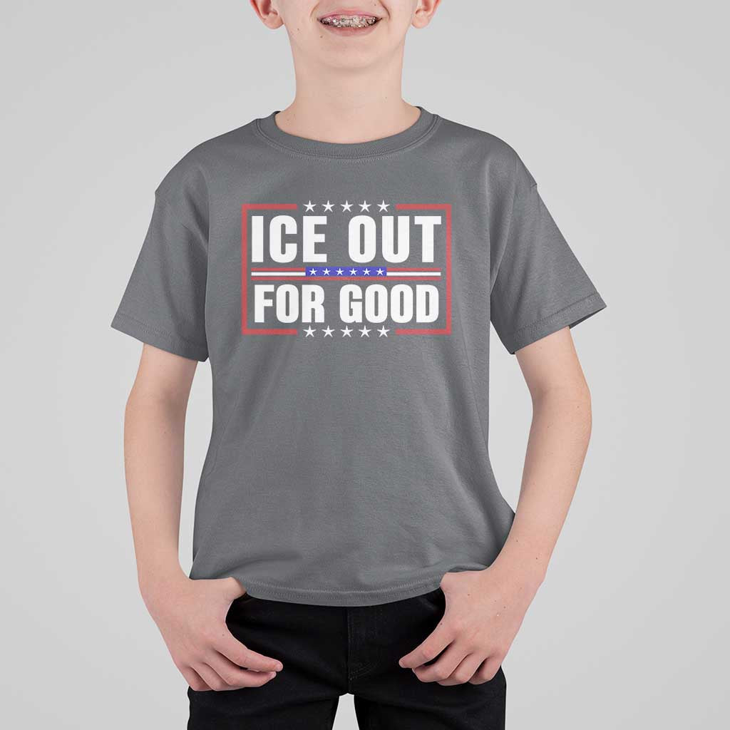 Ice Out For Good Patriotic Protest T Shirt For Kid Justice Resistance Red White and Blue
