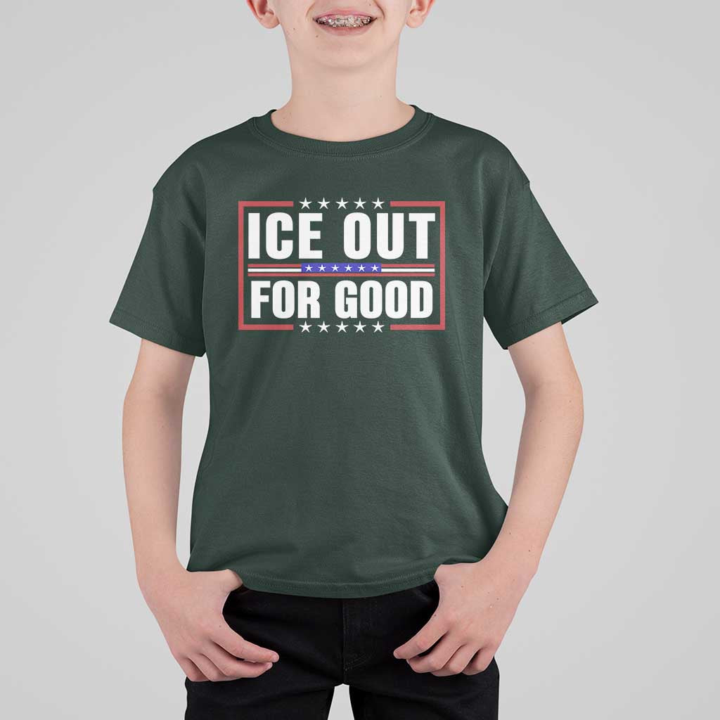 Ice Out For Good Patriotic Protest T Shirt For Kid Justice Resistance Red White and Blue