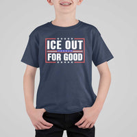 Ice Out For Good Patriotic Protest T Shirt For Kid Justice Resistance Red White and Blue
