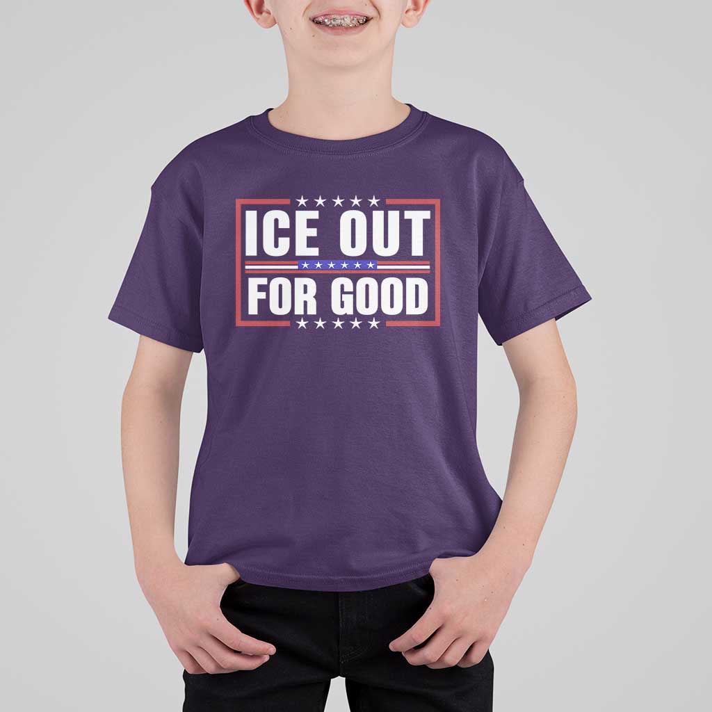 Ice Out For Good Patriotic Protest T Shirt For Kid Justice Resistance Red White and Blue