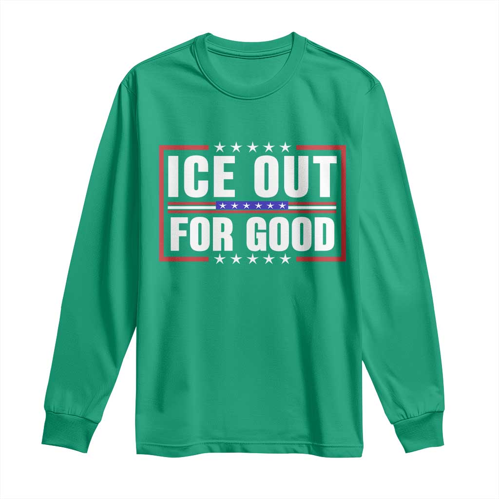 Ice Out For Good Patriotic Protest Long Sleeve Shirt Justice Resistance Red White and Blue