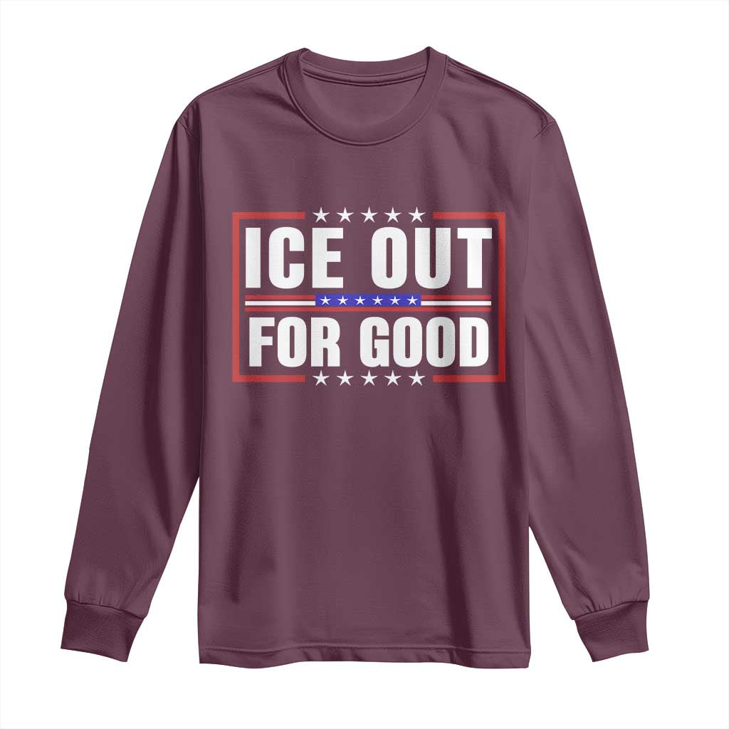 Ice Out For Good Patriotic Protest Long Sleeve Shirt Justice Resistance Red White and Blue