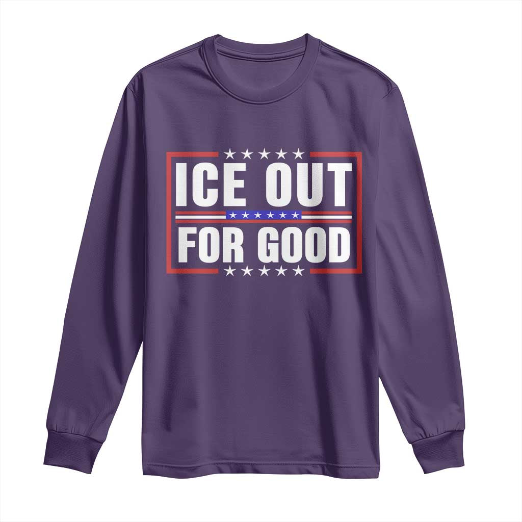 Ice Out For Good Patriotic Protest Long Sleeve Shirt Justice Resistance Red White and Blue