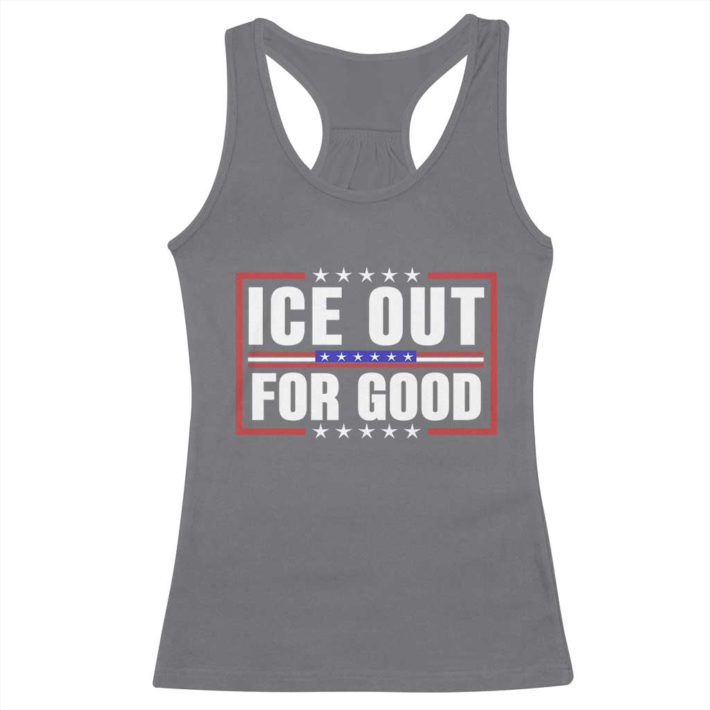 Ice Out For Good Patriotic Protest Racerback Tank Top Justice Resistance Red White and Blue
