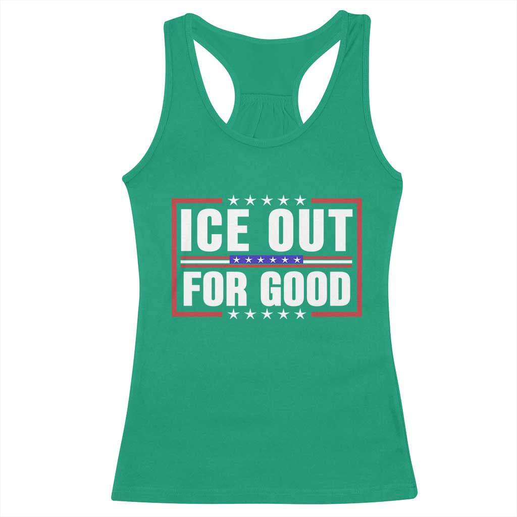 Ice Out For Good Patriotic Protest Racerback Tank Top Justice Resistance Red White and Blue