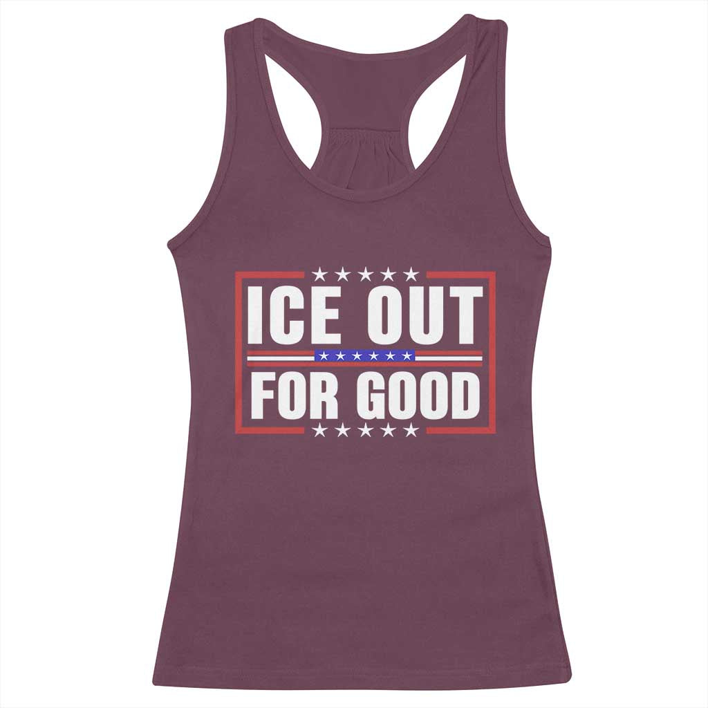 Ice Out For Good Patriotic Protest Racerback Tank Top Justice Resistance Red White and Blue