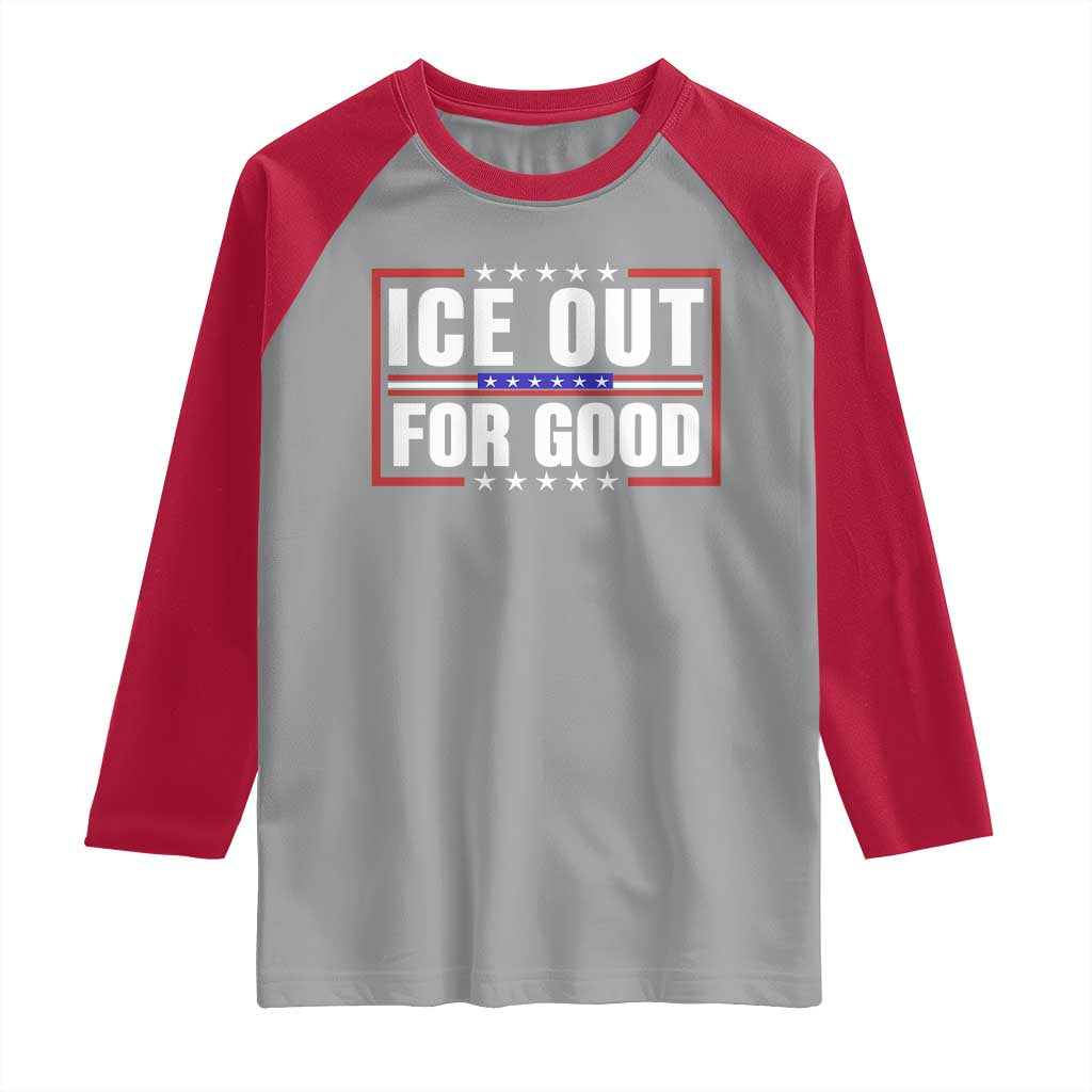 Ice Out For Good Patriotic Protest Raglan Shirt Justice Resistance Red White and Blue