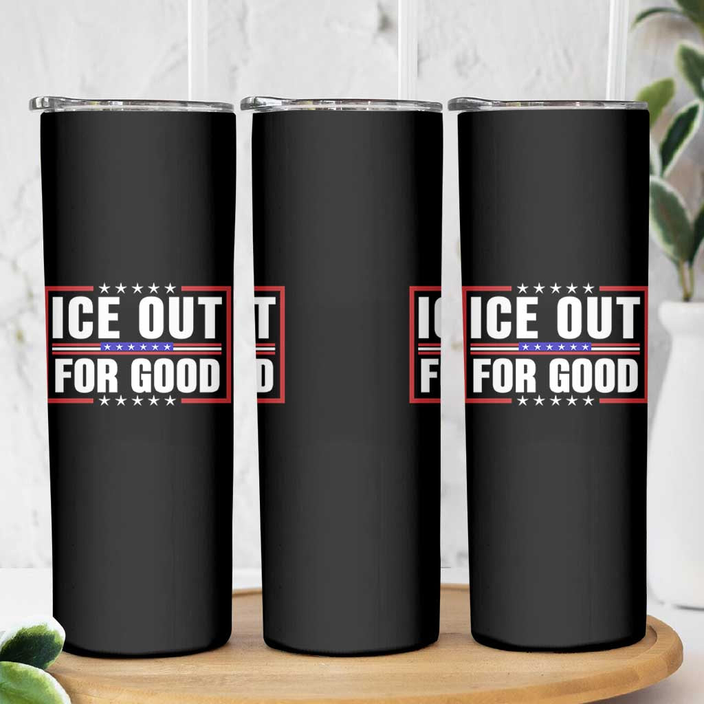 Ice Out For Good Patriotic Protest Skinny Tumbler Justice Resistance Red White and Blue