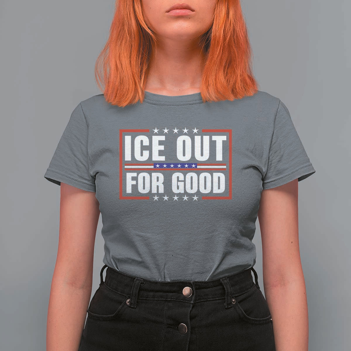 Ice Out For Good Patriotic Protest T Shirt For Women Justice Resistance Red White and Blue