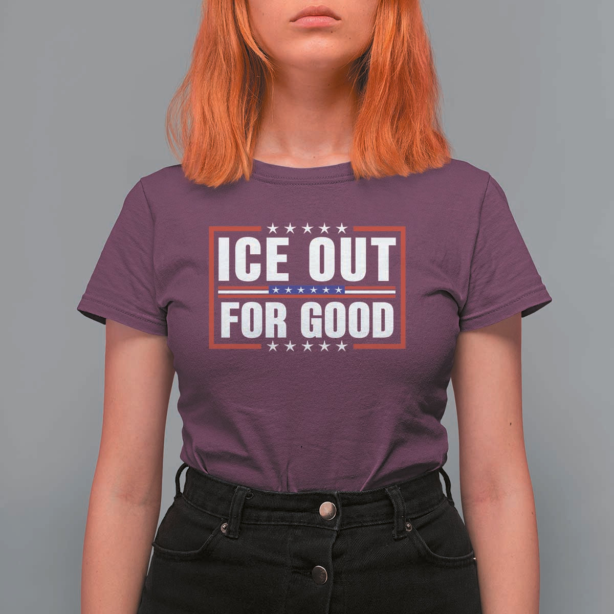 Ice Out For Good Patriotic Protest T Shirt For Women Justice Resistance Red White and Blue