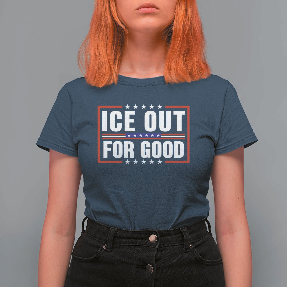 Ice Out For Good Patriotic Protest T Shirt For Women Justice Resistance Red White and Blue