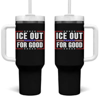 Ice Out For Good Patriotic Protest Tumbler With Handle Justice Resistance Red White and Blue
