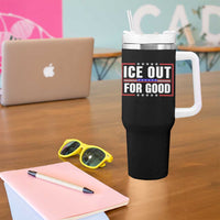 Ice Out For Good Patriotic Protest Tumbler With Handle Justice Resistance Red White and Blue