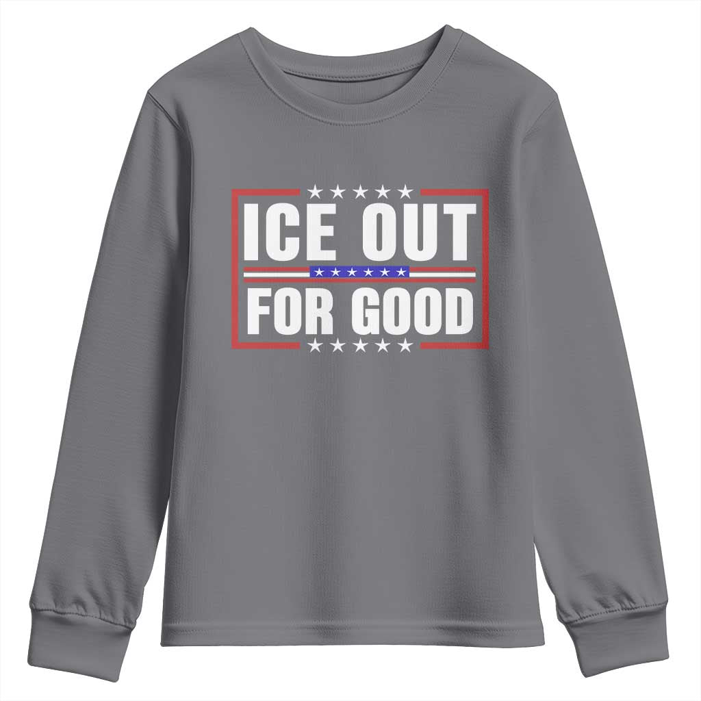 Ice Out For Good Patriotic Protest Youth Sweatshirt Justice Resistance Red White and Blue