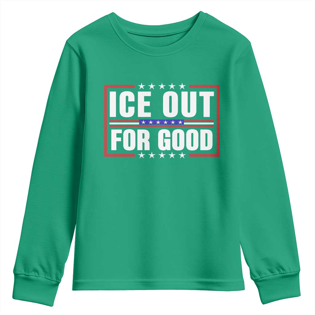 Ice Out For Good Patriotic Protest Youth Sweatshirt Justice Resistance Red White and Blue