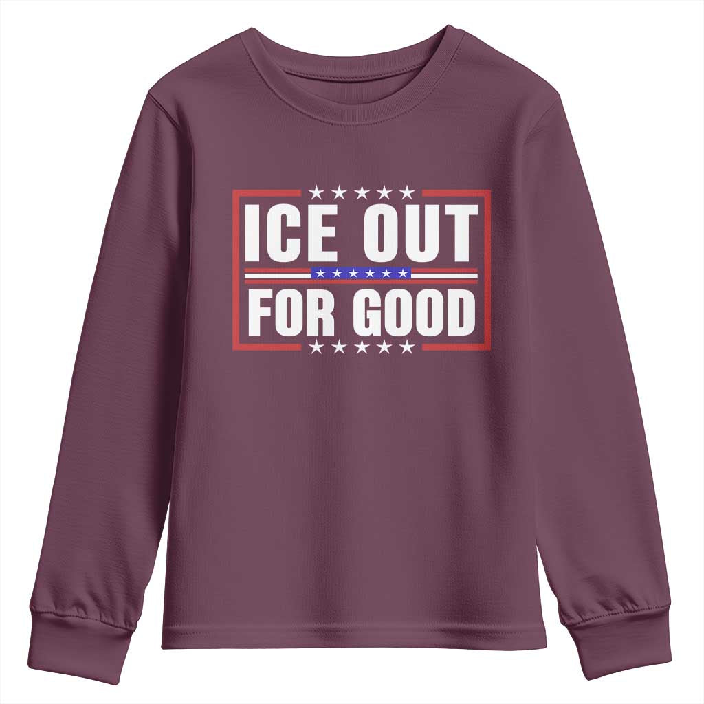 Ice Out For Good Patriotic Protest Youth Sweatshirt Justice Resistance Red White and Blue