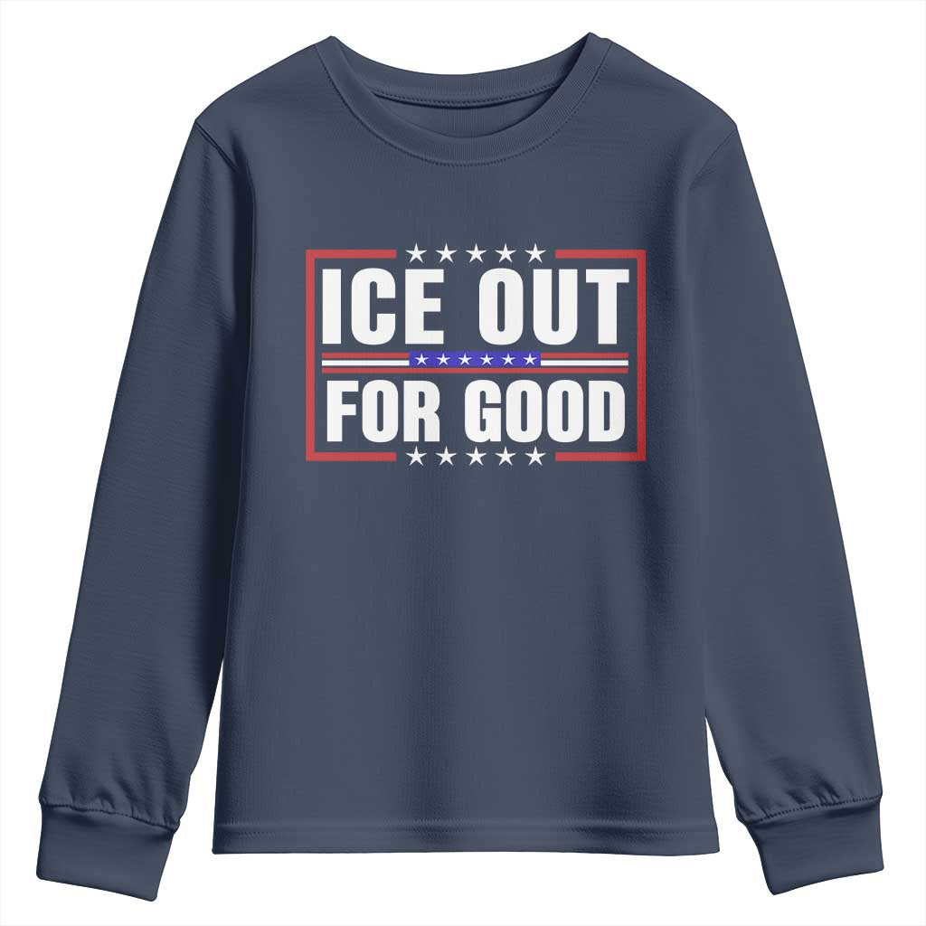 Ice Out For Good Patriotic Protest Youth Sweatshirt Justice Resistance Red White and Blue