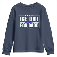 Ice Out For Good Patriotic Protest Youth Sweatshirt Justice Resistance Red White and Blue