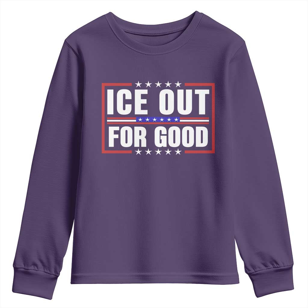 Ice Out For Good Patriotic Protest Youth Sweatshirt Justice Resistance Red White and Blue