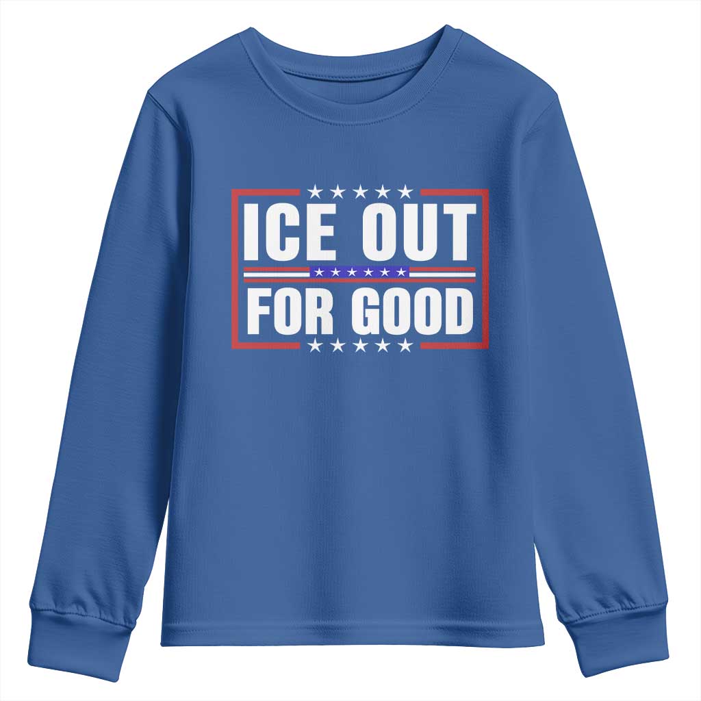 Ice Out For Good Patriotic Protest Youth Sweatshirt Justice Resistance Red White and Blue