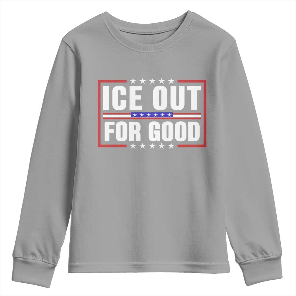 Ice Out For Good Patriotic Protest Youth Sweatshirt Justice Resistance Red White and Blue