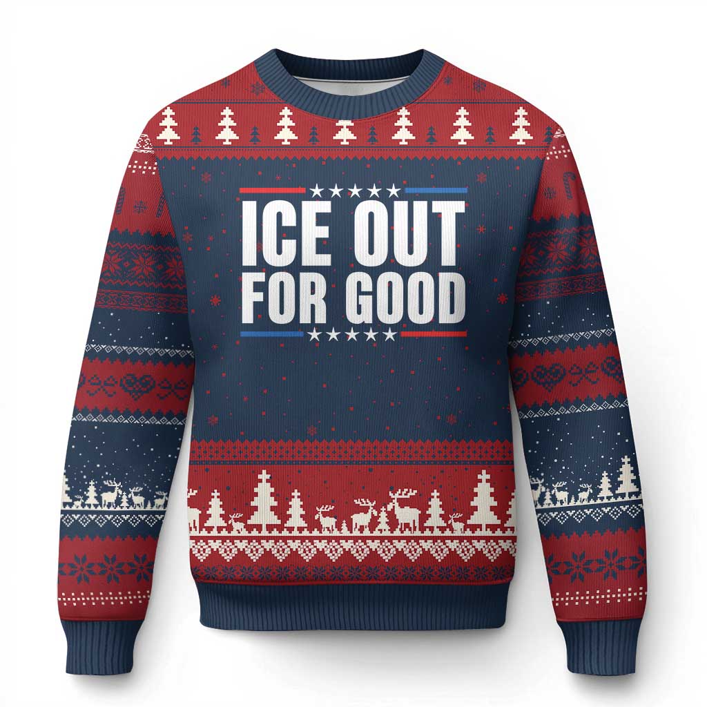 Ice Out For Good Patriotic Protest Ugly Christmas Sweater Justice Political Resistance