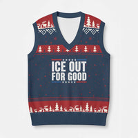 Ice Out For Good Patriotic Protest V-Neck Knit Sweater Vest Justice Political Resistance