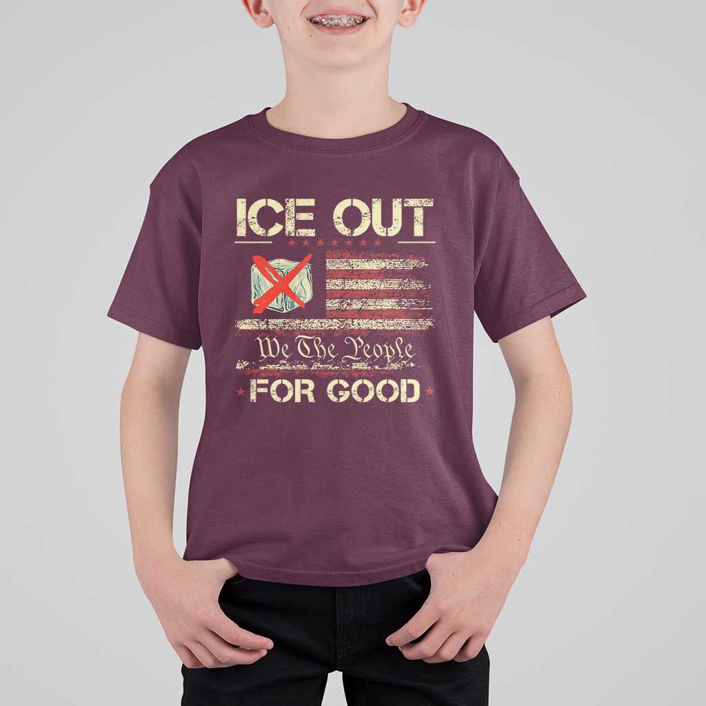Ice Out For Good We The People T Shirt For Kid Justice and Freedom Political Resistance American Flag