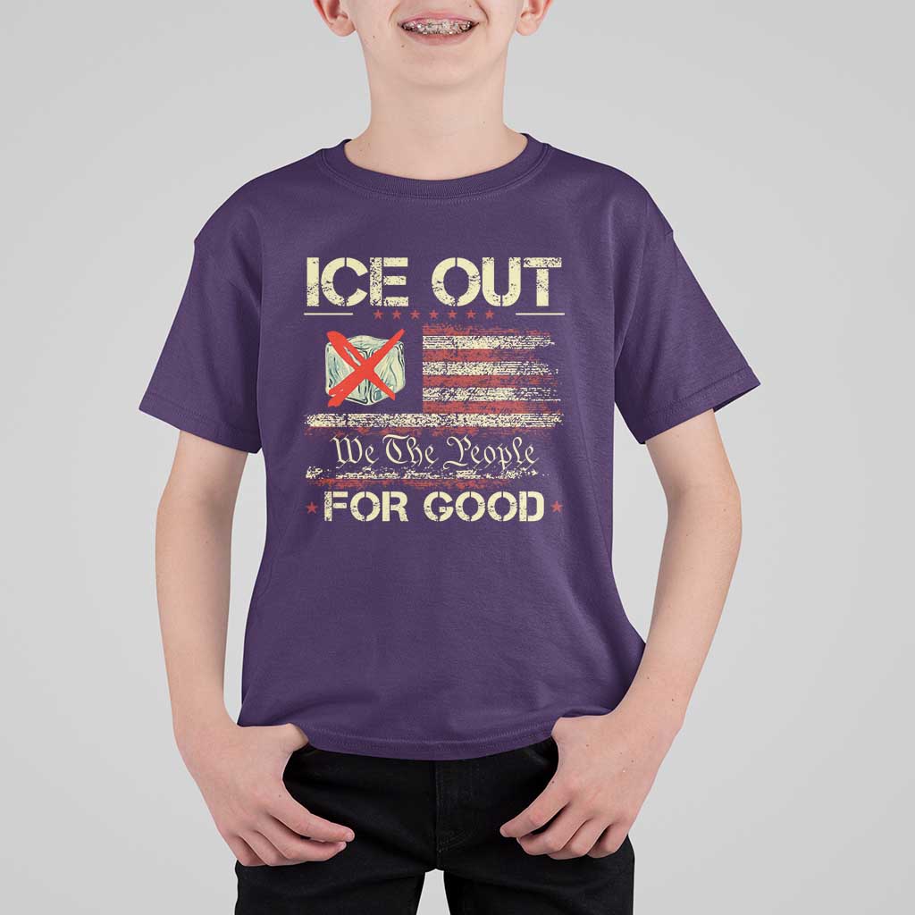 Ice Out For Good We The People T Shirt For Kid Justice and Freedom Political Resistance American Flag