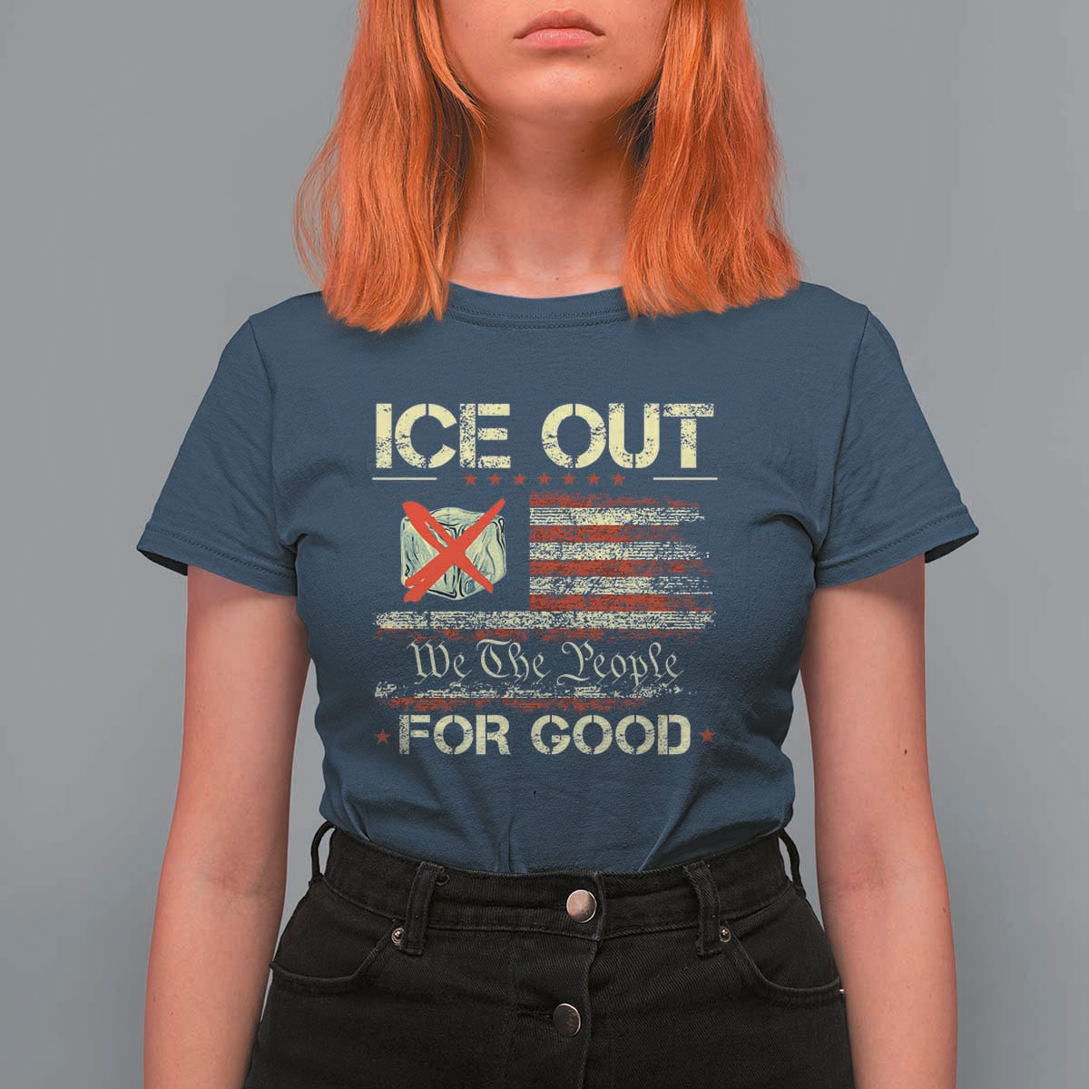 Ice Out For Good We The People T Shirt For Women Justice and Freedom Political Resistance American Flag