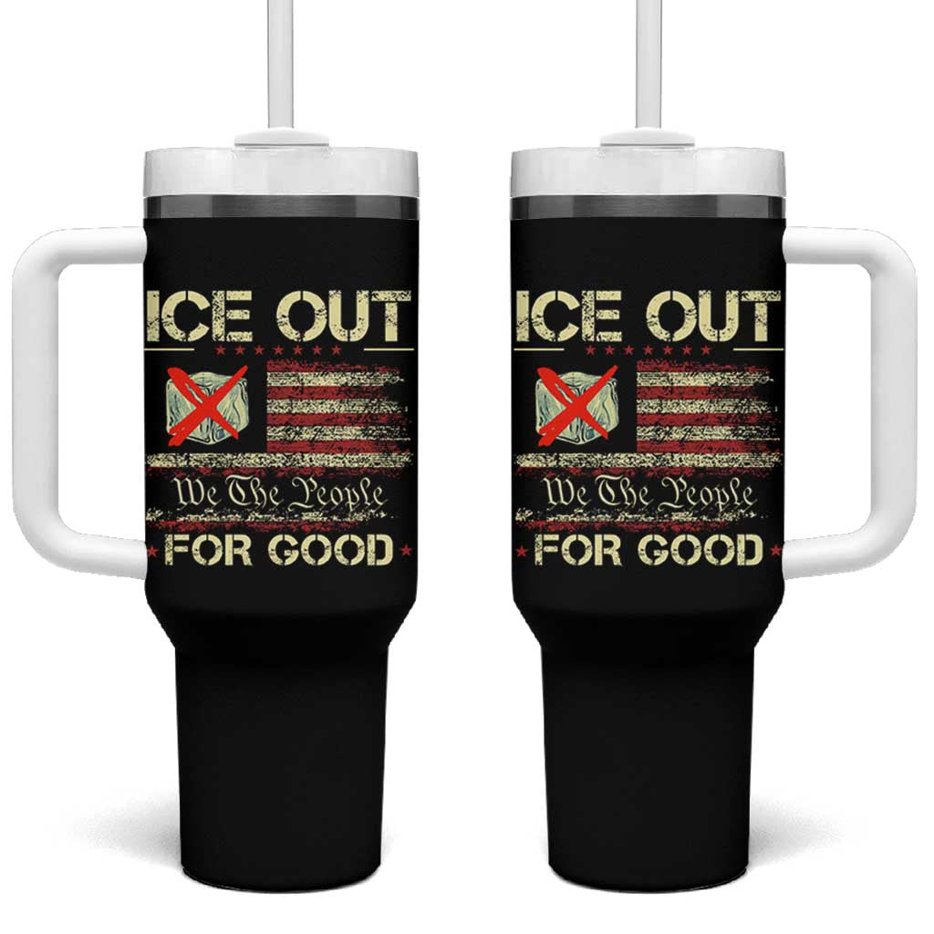 Ice Out For Good We The People Tumbler With Handle Justice and Freedom Political Resistance American Flag