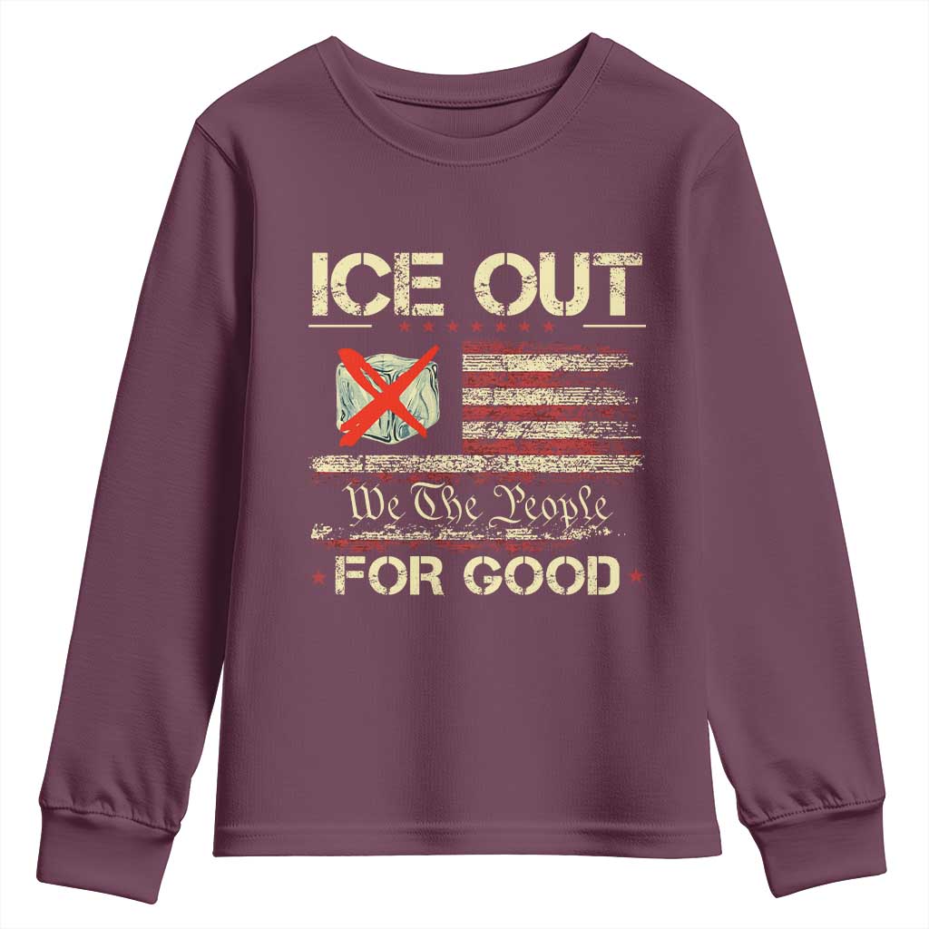 Ice Out For Good We The People Youth Sweatshirt Justice and Freedom Political Resistance American Flag