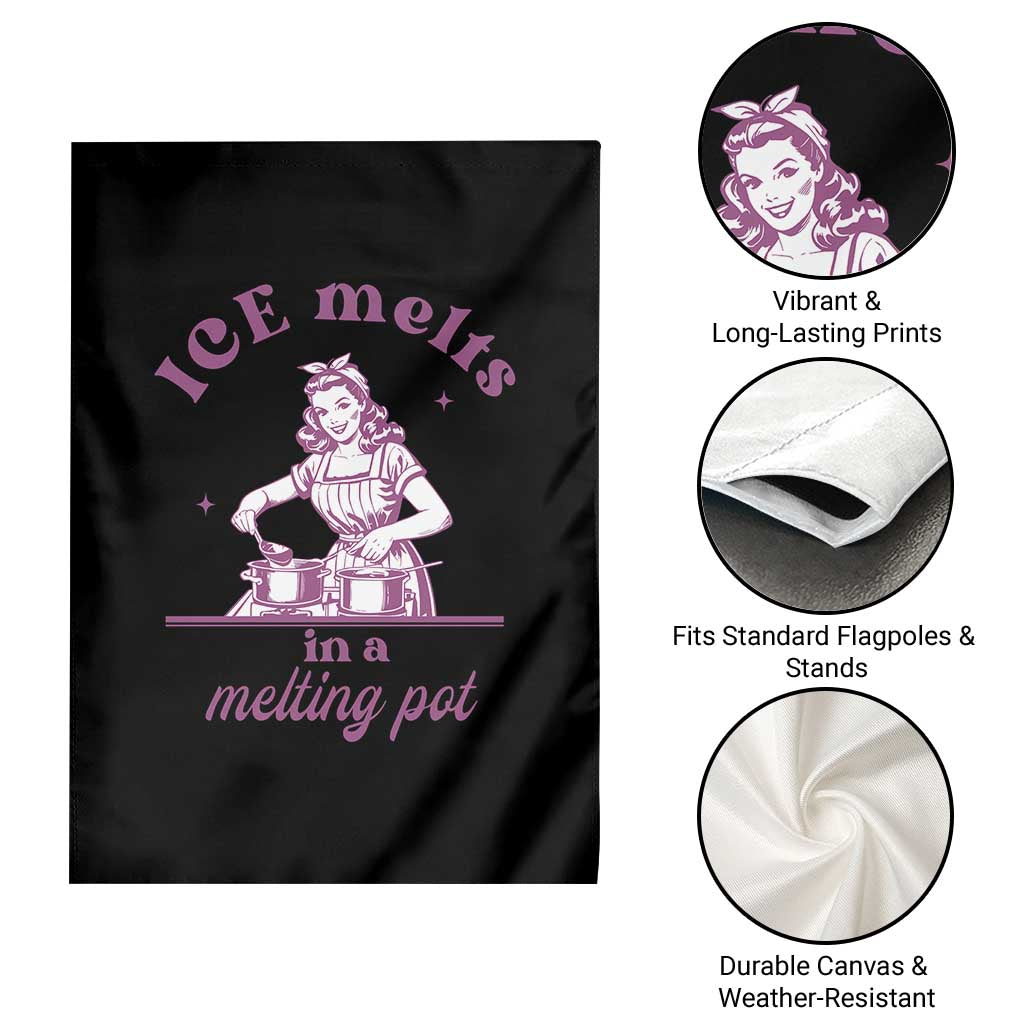 Ice Melts In A Melting Pot Garden Flag Funny Cooking Woman Retro Feminist Political Statement