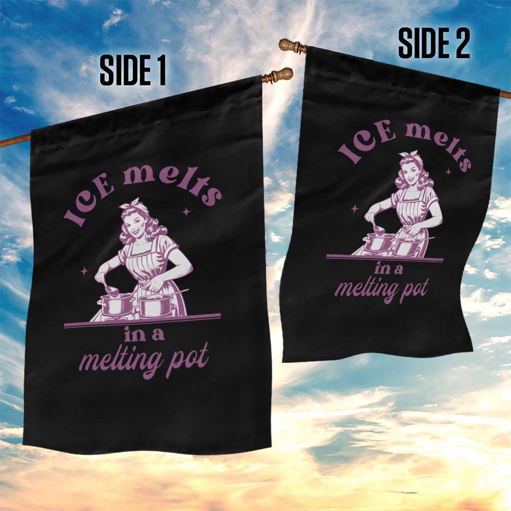 Ice Melts In A Melting Pot Garden Flag Funny Cooking Woman Retro Feminist Political Statement