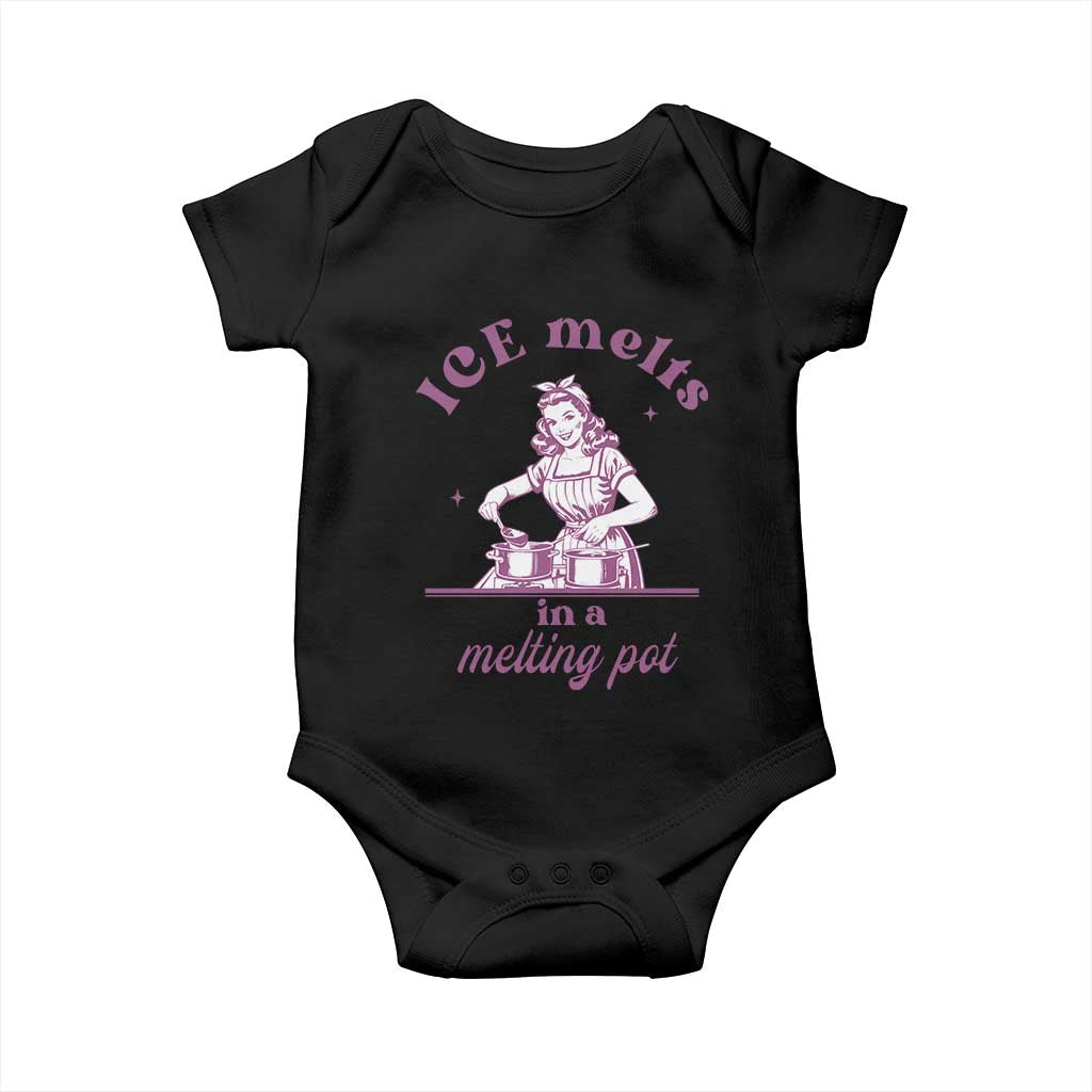 Ice Melts In A Melting Pot Baby Onesie Funny Cooking Woman Retro Feminist Political Statement