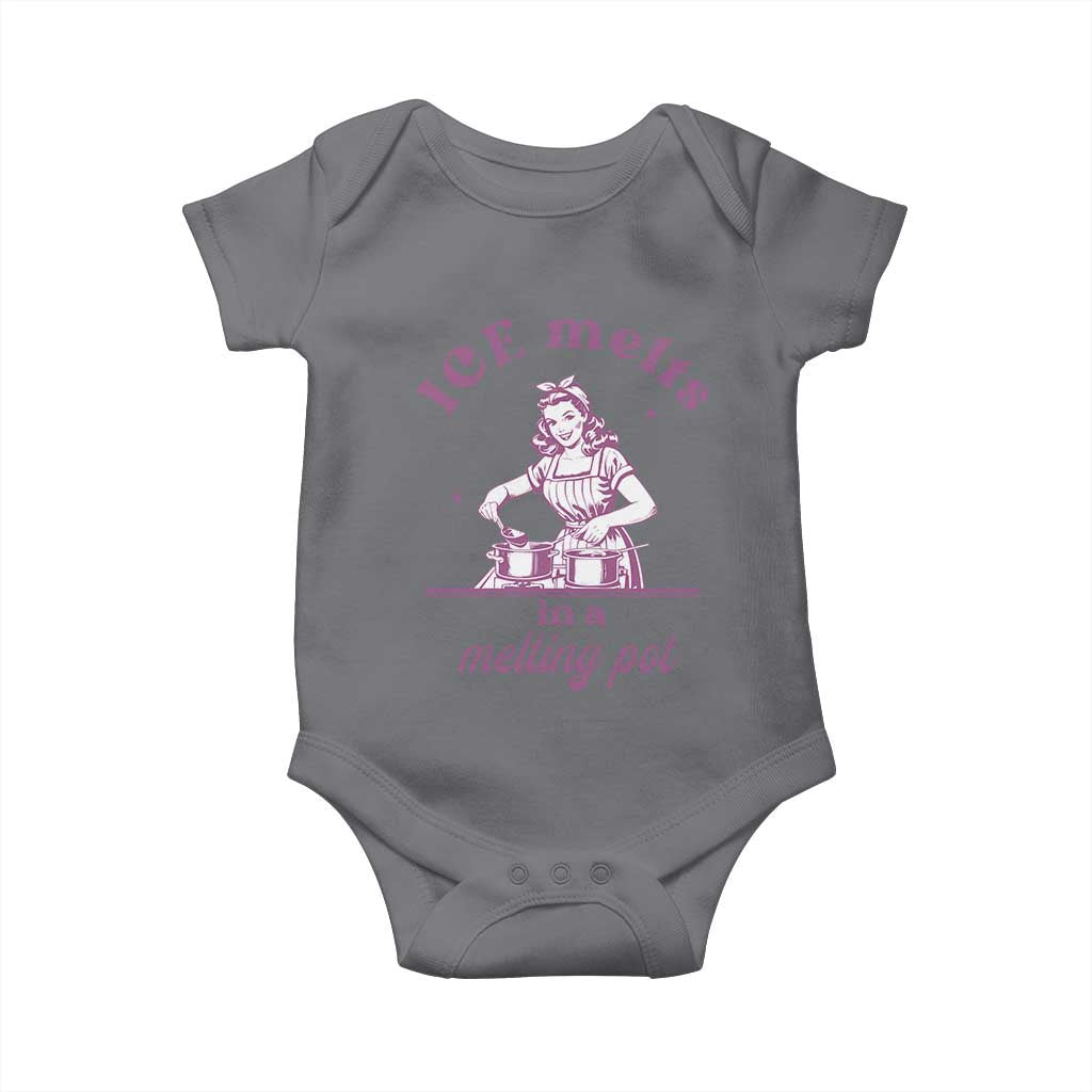 Ice Melts In A Melting Pot Baby Onesie Funny Cooking Woman Retro Feminist Political Statement