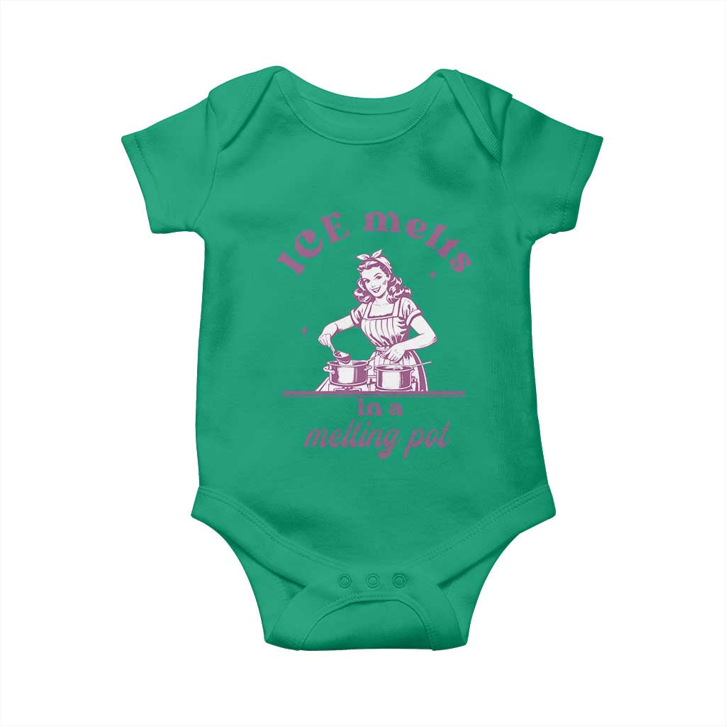 Ice Melts In A Melting Pot Baby Onesie Funny Cooking Woman Retro Feminist Political Statement