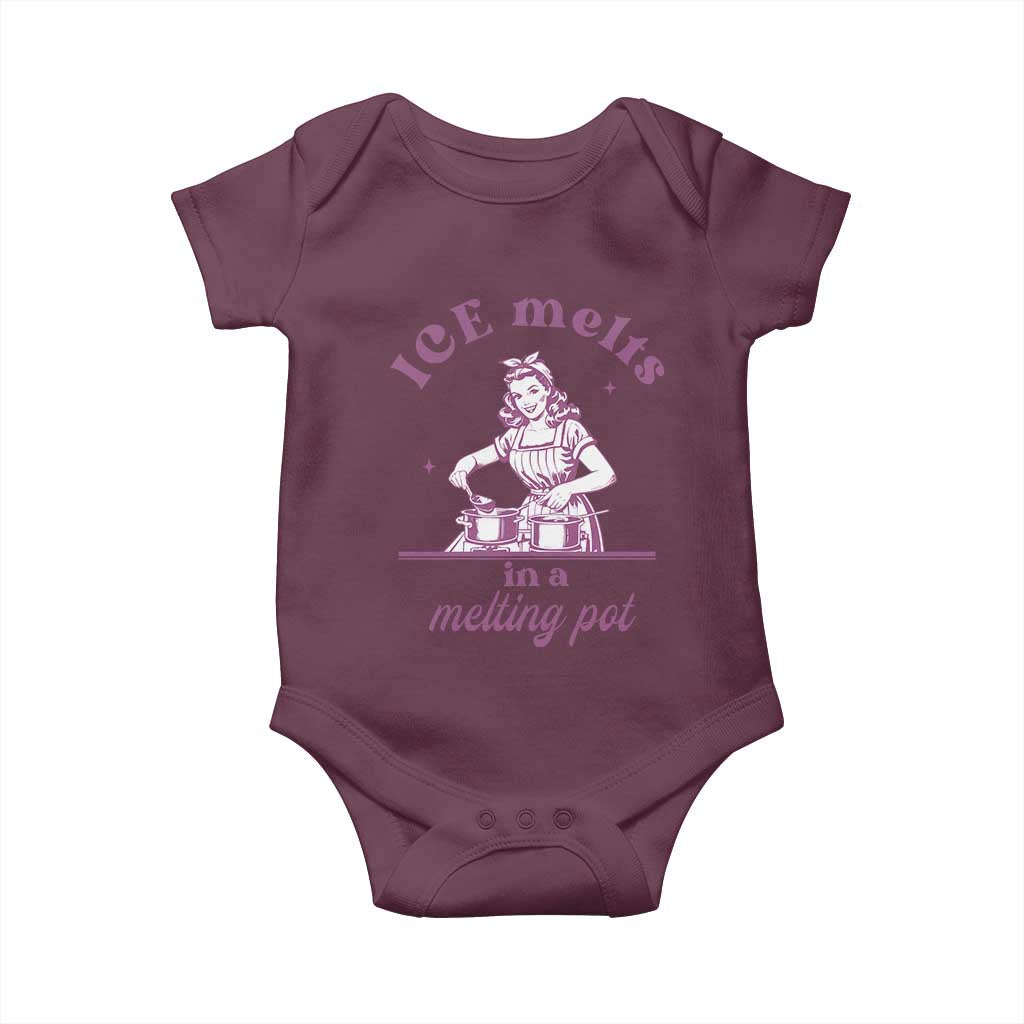Ice Melts In A Melting Pot Baby Onesie Funny Cooking Woman Retro Feminist Political Statement
