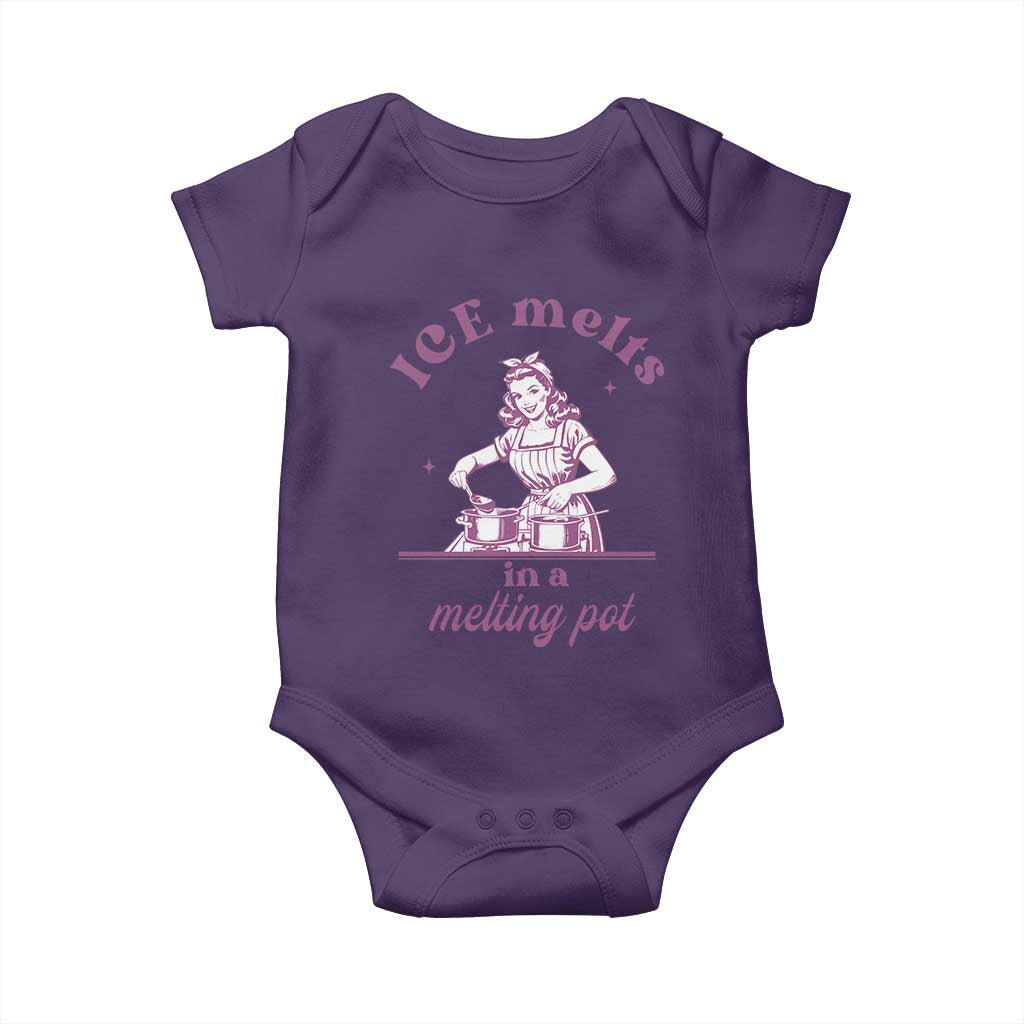 Ice Melts In A Melting Pot Baby Onesie Funny Cooking Woman Retro Feminist Political Statement