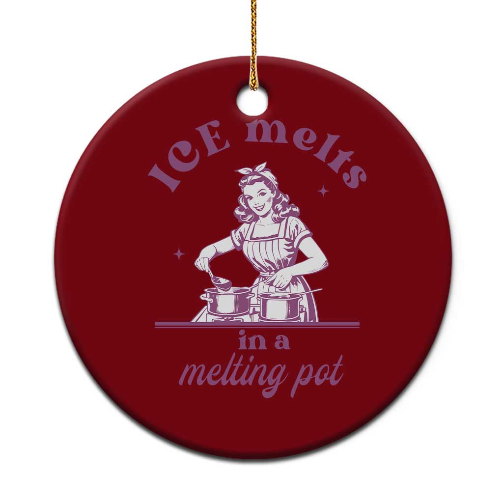 Ice Melts In A Melting Pot Ceramic Ornament Funny Cooking Woman Retro Feminist Political Statement