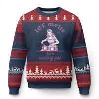 Ice Melts In A Melting Pot Ugly Christmas Sweater Funny Cooking Woman Retro Feminist Political Statement