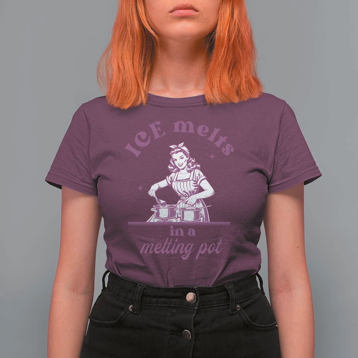 Ice Melts In A Melting Pot T Shirt For Women Funny Cooking Woman Retro Feminist Political Statement
