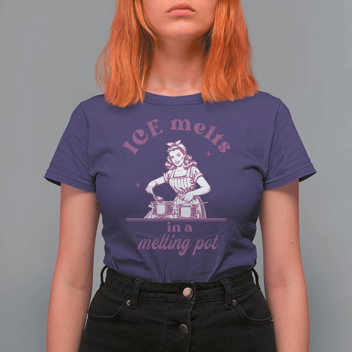 Ice Melts In A Melting Pot T Shirt For Women Funny Cooking Woman Retro Feminist Political Statement