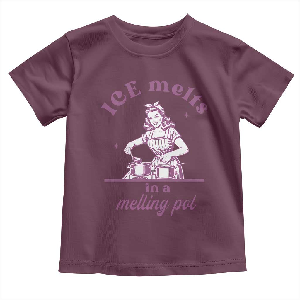 Ice Melts In A Melting Pot Toddler T Shirt Funny Cooking Woman Retro Feminist Political Statement