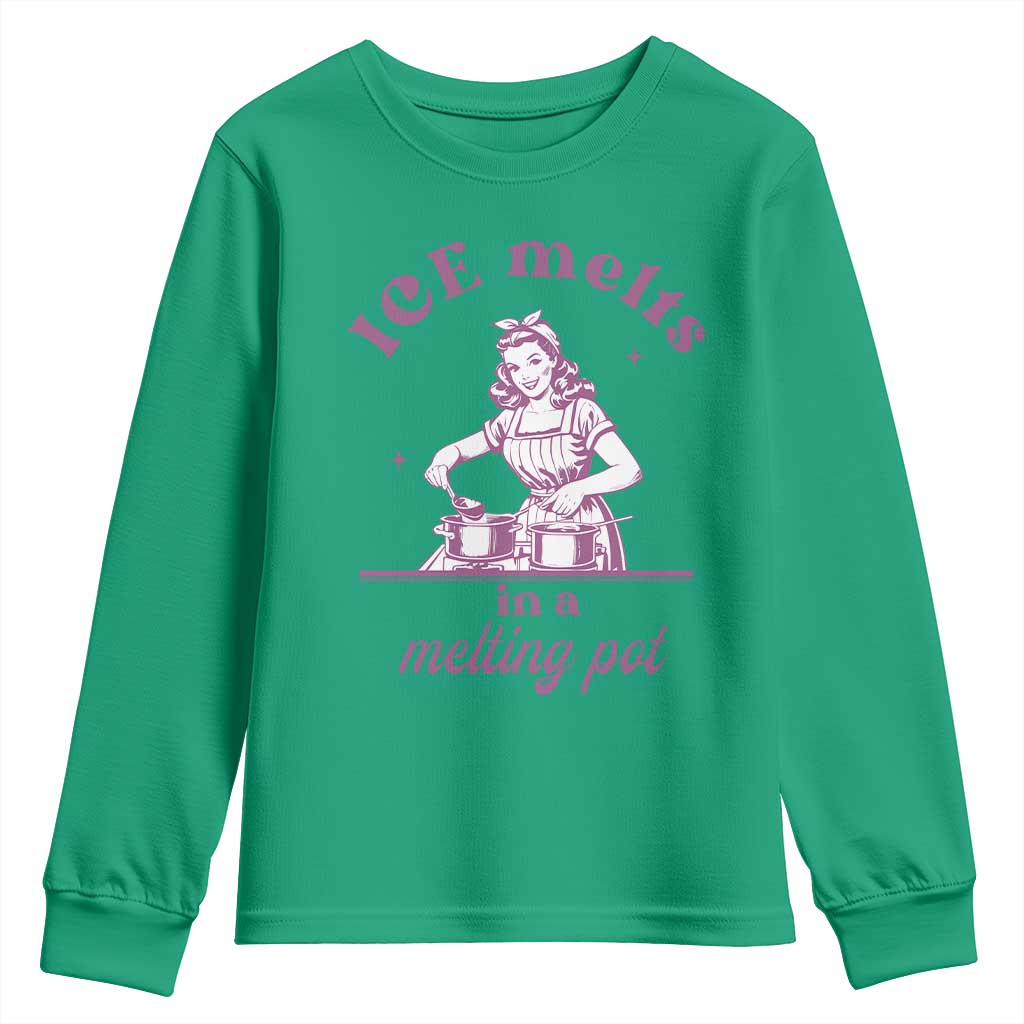 Ice Melts In A Melting Pot Youth Sweatshirt Funny Cooking Woman Retro Feminist Political Statement